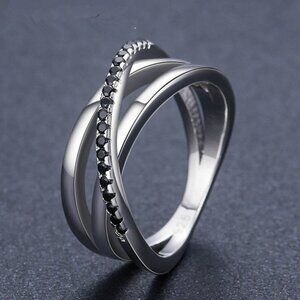 Multi Layer Four Lines Stacking Cross Stackable Rings for Women, PD048